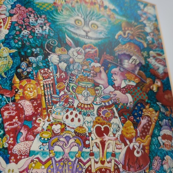 Bill Bell Double Signed & Matted Tea Party 2 Alice In Wonderland‎ Art Print - Picture 13 of 14